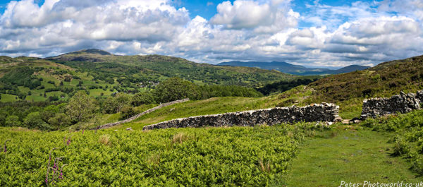 Panorama view through the drystone wall