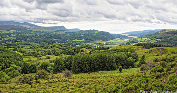 Panorama view of Mawddach river and Cader Idris